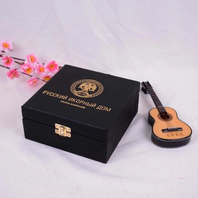 পিই চামড়া খালি ক্যাভিয়ার প্যাকেজিং উপহার বাক্স সঙ্গে গোল্ড ফয়েল জলরোধী