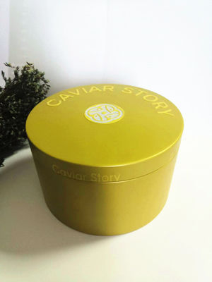 30g / 50g এর জন্য খালি ভ্যাকুয়াম ক্যাভিয়ার টিন বক্স মপ চামচ লোগো এমবসড ক্যাপ সহ ক্যাভিয়ার