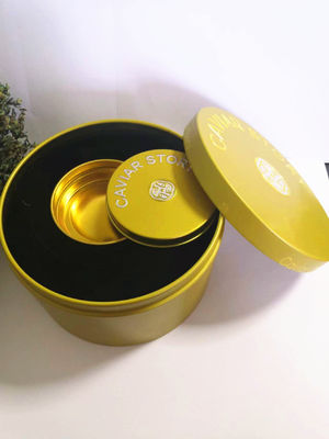 30g / 50g এর জন্য খালি ভ্যাকুয়াম ক্যাভিয়ার টিন বক্স মপ চামচ লোগো এমবসড ক্যাপ সহ ক্যাভিয়ার