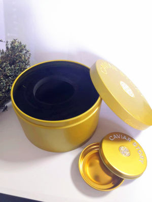 30g / 50g এর জন্য খালি ভ্যাকুয়াম ক্যাভিয়ার টিন বক্স মপ চামচ লোগো এমবসড ক্যাপ সহ ক্যাভিয়ার