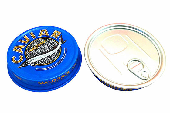 3.5oz 7oz রিং টান ক্যাভিয়ার প্যাকেজিং কন্টেইনার, অ্যালুমিনিয়াম ক্যাভিয়ার টিন বক্স