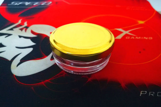 পাইকারি উচ্চ স্বচ্ছ 0.5oz 15-20 গ্রাম গ্লাস ক্যাভিয়ার জার বিভিন্ন রঙের ধাতু ঢাকনা সঙ্গে