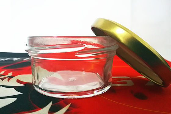 ধাতব ঢাকনা সহ উচ্চ স্বচ্ছ গ্লাস ক্যাভিয়ার জার