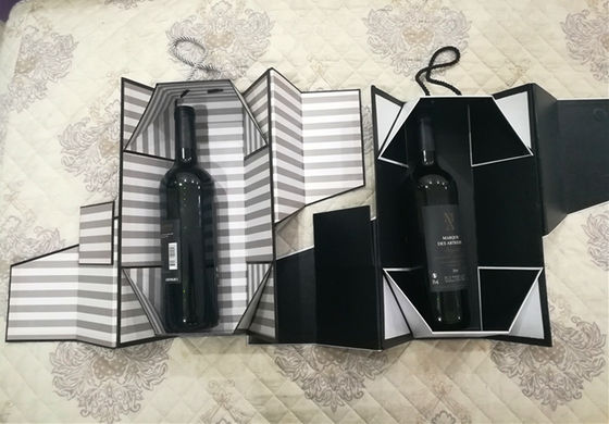 চৌম্বকীয় বন্ধ প্যাকেজিং সঙ্গে বিলাসবহুল ভাঁজ কার্ডবোর্ড বক্স ওয়াইন বোতল হস্তনির্মিত