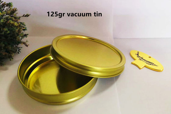 125g গোলাকার ভ্যাকুয়াম খালি ক্যাভিয়ার টিনের ক্যান 0.28 মিমি টিনপ্লেট উপাদান সহ